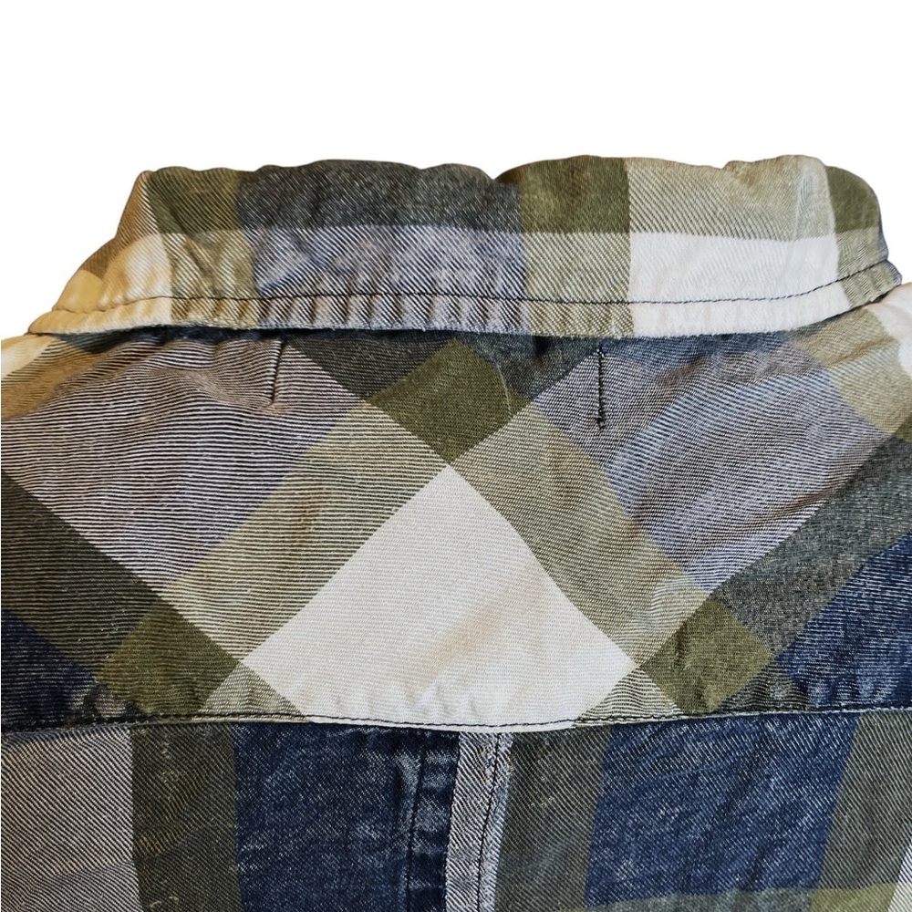 Blue and Green Plaid button down top shirt by Billy T Size L large - Picture 5 of 9